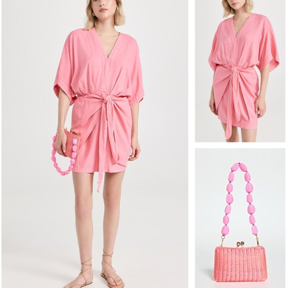 Young Fabulous & Broke Pink Willa Wrap Dress, US L